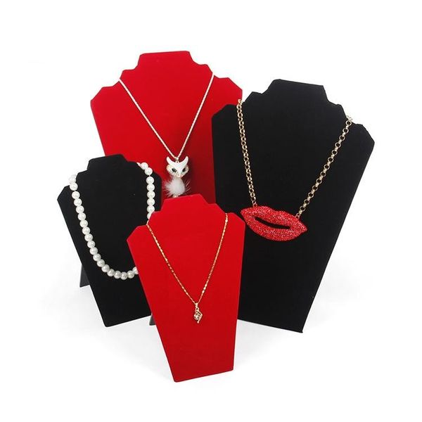 

tonvic 4 velvet black/red necklace display stand holder board model mannequin bust for 2 pcs, Pink;blue