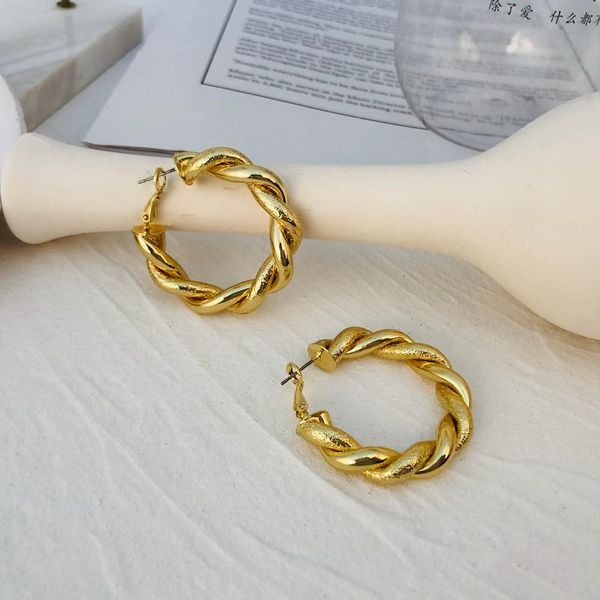 

amorcome gold thick twisted hoop earrings minimalist huggie brass earrings hoops gifts for women statement jewelry brincos, Golden;silver