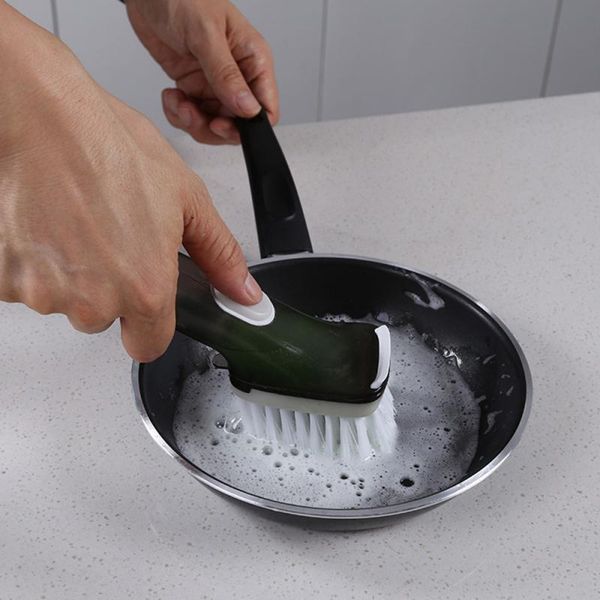 

1pc kitchen cleaning brush scrubber dish bowl washing sponge matic liquid dispenser kitchen pot cleaner tool window cleaner h bbygjn
