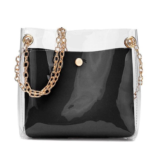 

fashion women transparent bag clear pvc small tote messenger bags laser holographic shoulder bag female lady sac a main #3