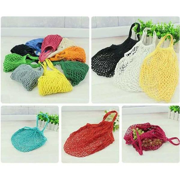 

reusable fashion shopping fruit mesh bag convenient string grocery shopper cotton tote vegetables storage outdoor handba mry4