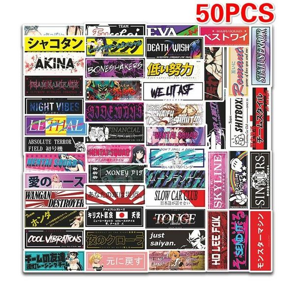 

50pcs racing style jdm graffiti stickers for skateboard lapphone helmet cars