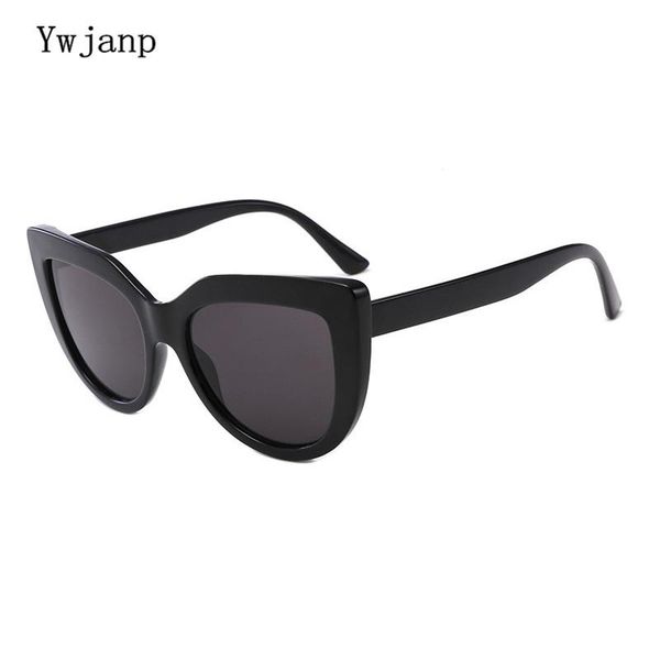 

ywjanp fashion cat's eye sunglasses women brand designer metal hinge sun glasses for female sports goggle black frame glasses, White;black