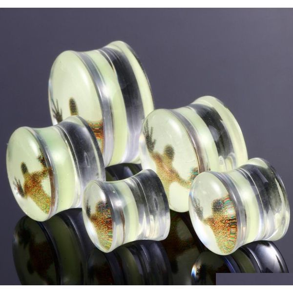 

2pcs acrylic glow in the dark earrings green ear plugs and tunnels flesh tunnels gauges ear expander bo jlltzu carshop2006, Silver