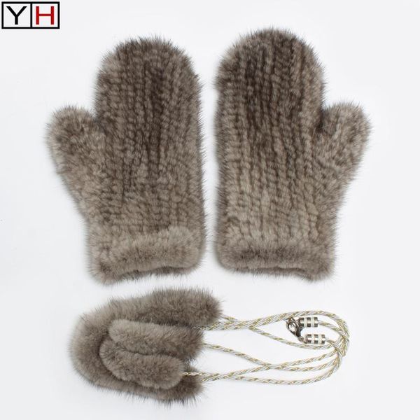 

five fingers gloves fashion luxury genuien winter lady warm soft real good quality elastic natural mittens, Blue;gray