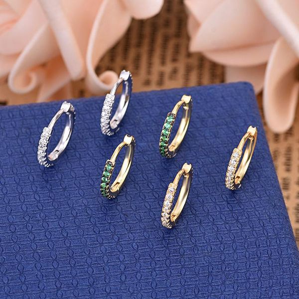 

hoop & huggie statement earrings for women simple zircon round small fashion jewelry valentines day gift, Golden;silver