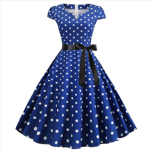 

women retro vintage dot dress blue 50s 60s rockabilly swing robe pin up summer party dresses elegant tunic 2020 vestidos casual, Black;gray