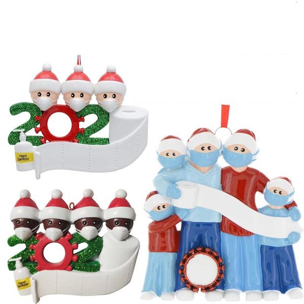

2020 christmas ornaments quarantine survivor surname set, 1-7 family members customize christmas decoration set, creative gift