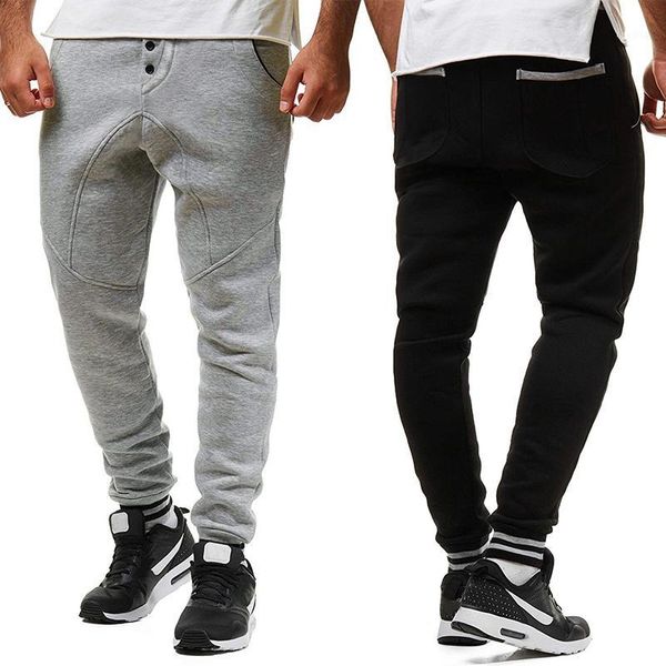 

pants men new 2020 men's fashion men's trousers are casual and slim trousers with leg girdle1, Black