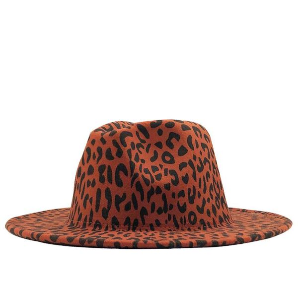 

fashion leopard women men wool fedora hat elegant lady winter autumn wide brim jazz church panama sombrero cap 58-60cm wmtwjw xhlove, Black;white