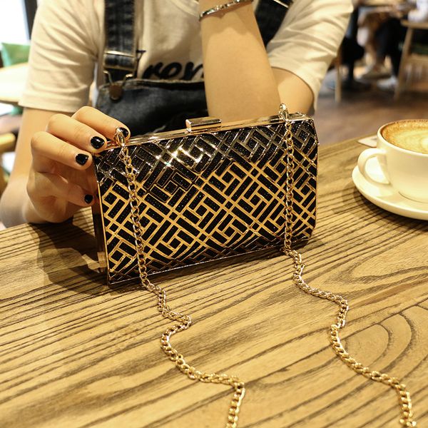 

designer evening bags 2019 new womens bag iron box bag dinner evening bag small one-shoulder crossbody chain small square iron net m180422