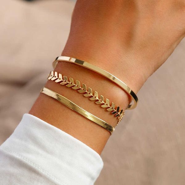 

fashion snake fishbone chain bracelet women vintage gold color stainless steel chain bracelet for women jewelry gift, Black