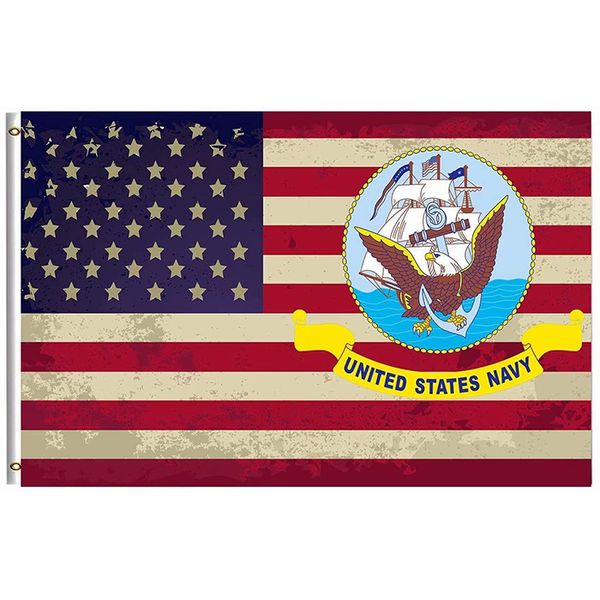 Columbus Day Retro USA American 3x5 Bandiere militari navali 150x90cm, poliestere con occhielli in ottone, appeso volante vivido, spedizione gratuita