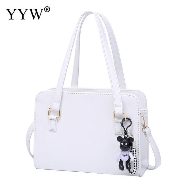 

white color shoulder bags for women soft pu leather casual totes for female all-match ladies high-capacity handbags