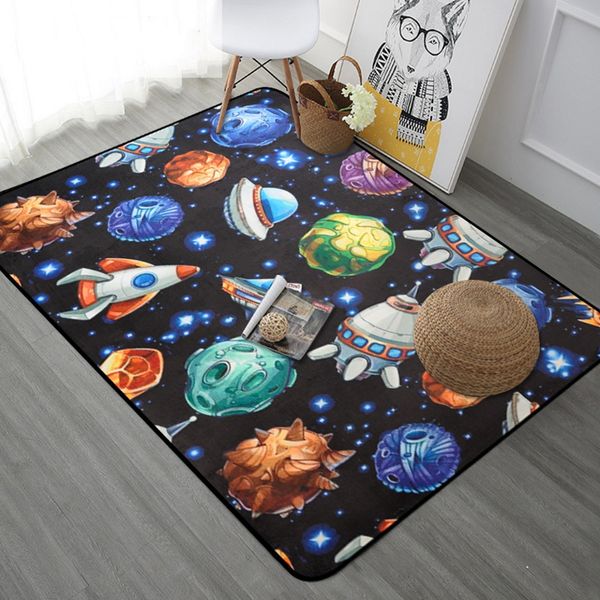 

cartoon planet explore universe carpet rugs soft thicken large round tapete for kids play area rug parlor bedroom non-slip mats
