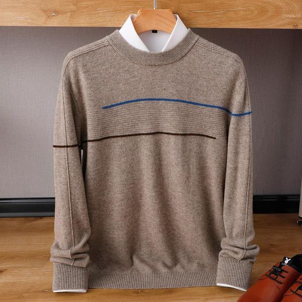 

beliarst 2020 autumn and winter new 100% wool sweater men's o-neck pullover fashion striped large knitted cashmere sweater1, White;black