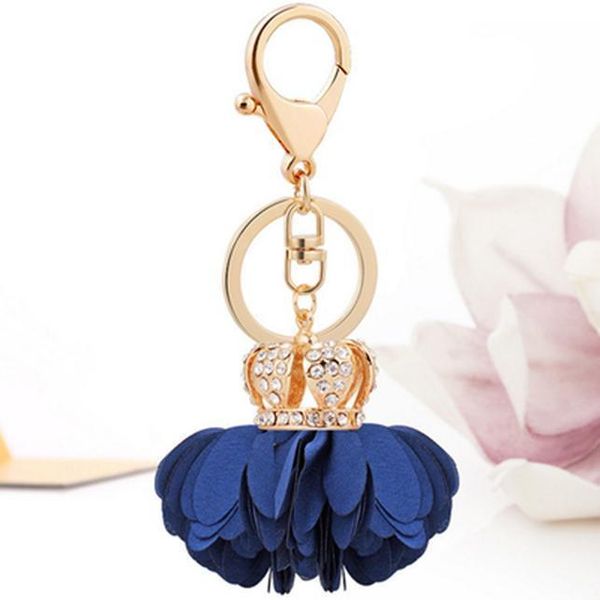 

camellia daisy crown keychain bag pendant bag holder crytals strass women bag flower charm key chain buckle key ring ch901 h bbyads