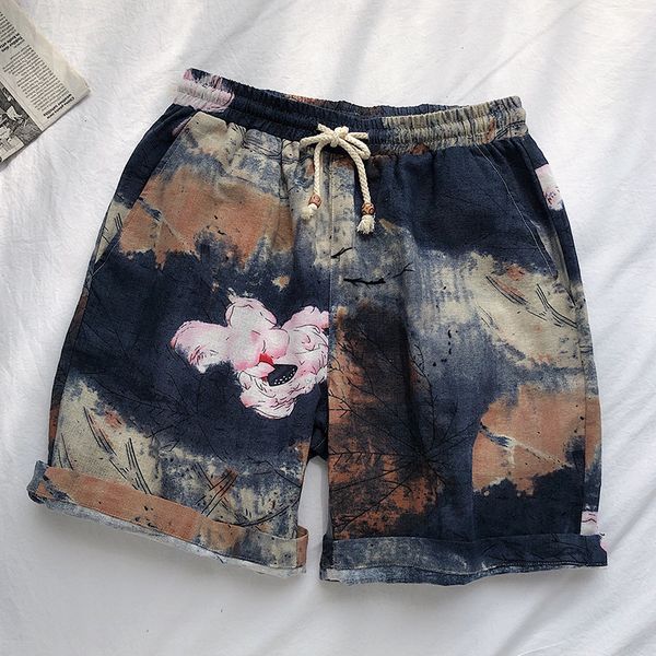 

2021 new streetwear short men beach trunk pants print plus size mens shorts summer zcbl, White;black