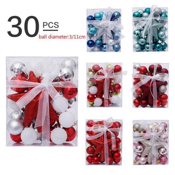 

creative christmas tree decor ball bauble xmas party hanging ball ornament decorations for home christmas decorations 30pcs/set