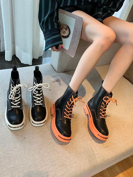 

summer boots women rock shoes woman round toe luxury designer booties ladies lace up boots-women clogs platform ankle rubber, Black