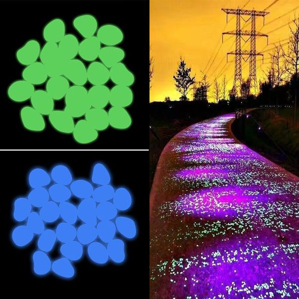 

party decoration 50pcs luminous stones glow in the dark home garden fish tank decorations fluorescent bright pebbles