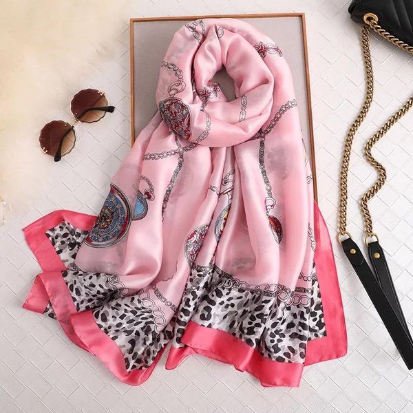 

scarves yulaili 2021 red blue round printing leopard print design summer scarf woman fashion wraps and shawls 5 color wholesales, Blue;gray