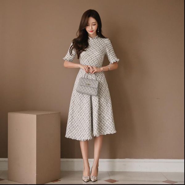 

knitted dress for woman short sleeve round neck loose vestidos plus size female office maxi dresses, Black;gray