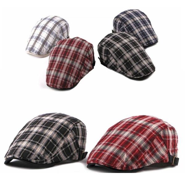 

berets men's plaid hat golf driving sun flat cotton gatsby for women ivy summer cabbie sboy, Blue;gray