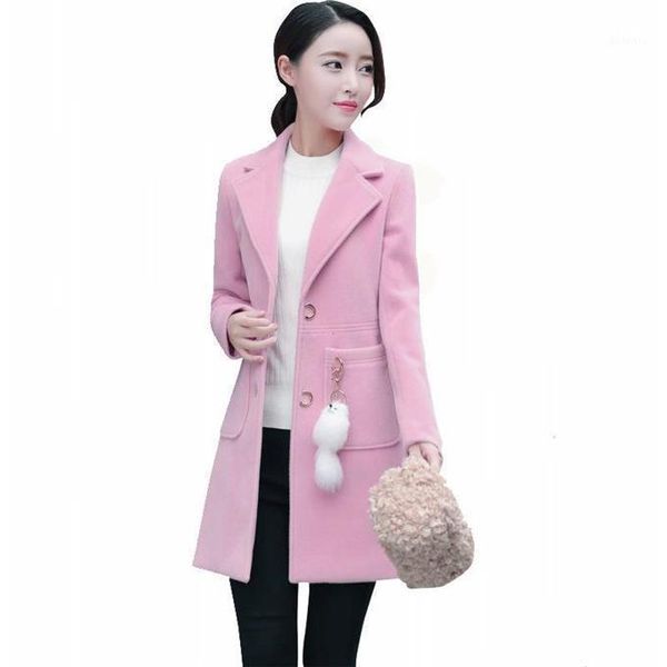 

winter jackets female 2020 new popular woolen coat long autumn and winter women's slim body woolen coat women's clothing1, Black