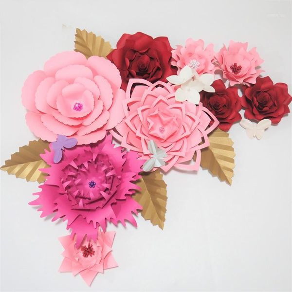 

decorative flowers & wreaths 2021 mix giant paper 9pcs+1 bunch hydrangea flowers+4 leaves+3 butterflies for wedding event backdrop baby nurs