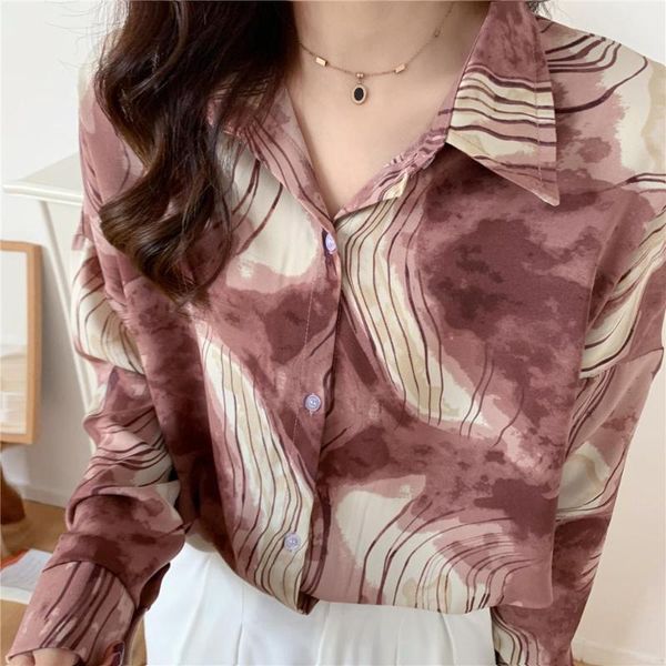 

2021 new arrival autumn buttons women chiffon blouse office lady elegance long sleeve spring pink shirt korean style t09104, White