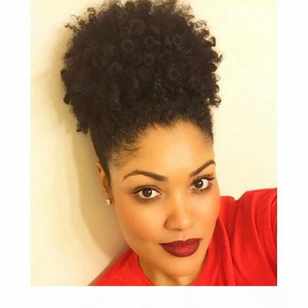 

new arrival kinky curly puff drawstring ponytail hair pieces chignon afro bun ponytail new style curly combs for black woman 120g