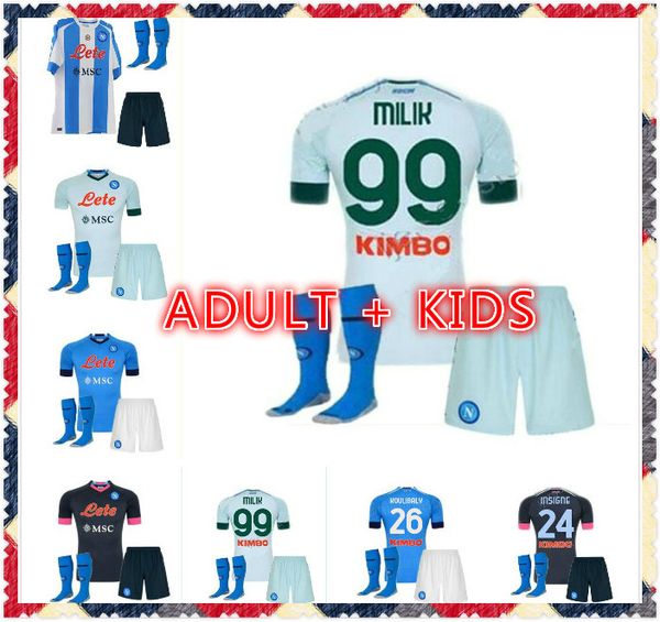 

2020 2021 serie a naples napoli soccer jerseys maradona home away third football shirt 20 21 insigne lozano callejón milik adult+kids kit, Black;yellow
