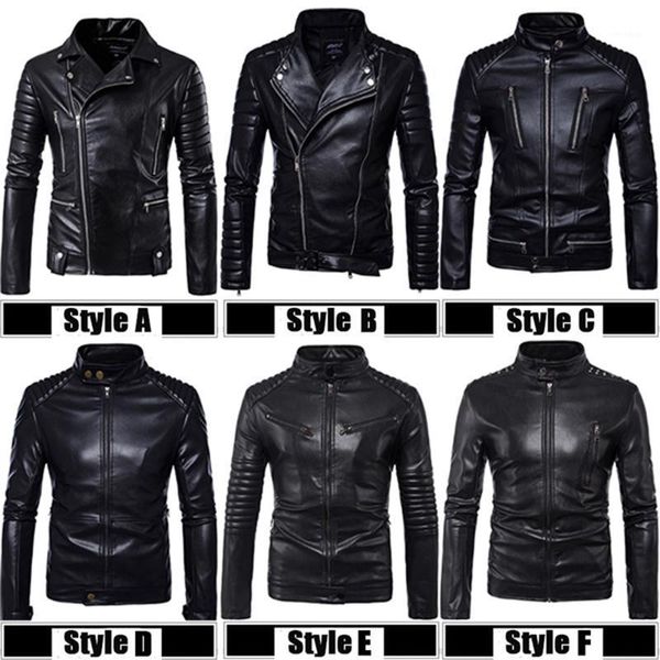 Top Qualität PU 2021 Neue Mode Männlichen Biker Mortorcycle Schwarz Leder Jacke Männer Plus Größe 5XL Schulter Schutz Design1