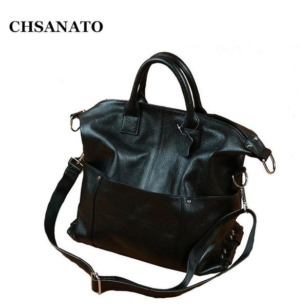 

chsanato designer handbag genuine cow leather women messenger bag large capacity tote bolsa feminina