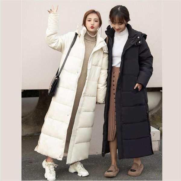 

women's down & parkas women coats autumn winter long x-long beige black with hooded slim jackets womens m-3xl k1138