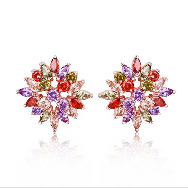 

hoop & huggie garnet morganite peridot crystal zircon rose gold ear jewelry earring m01-er0291, Golden;silver