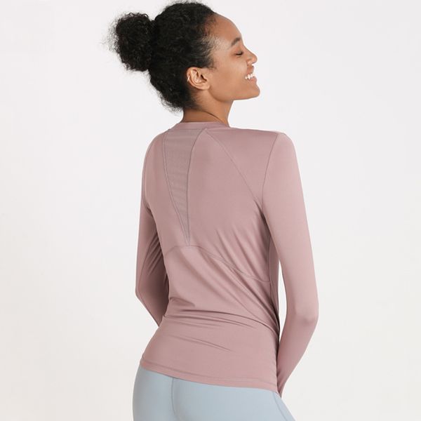 

yoga slim fit exercise long sleeve t-shirt gym clothes women quick drying breathable yarn splicing yoga suit long sleeve fitness shirt, White;red