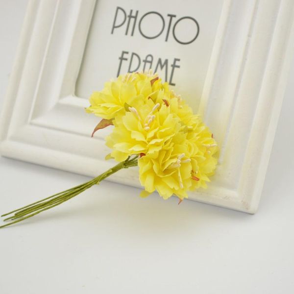 

6шт шелковый stamen букет поддельный цветок для дома свадеб decora diy венок подарочная коробка аксессуары искусственные цветы гвоздики sqcv