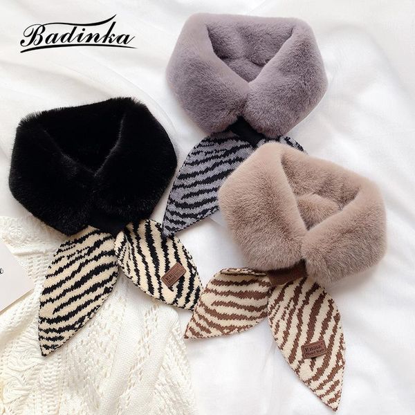 

2020 new designer leopard print knitted scarf women winter fashion black soft fluffy faux fur warm scarfs for ladies neckerchief, Blue;gray