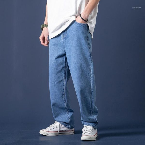 

spring new jeans men fashion washed casual straight denim pants man streetwear hip hop loose cowboy trousers male clothes1, Blue