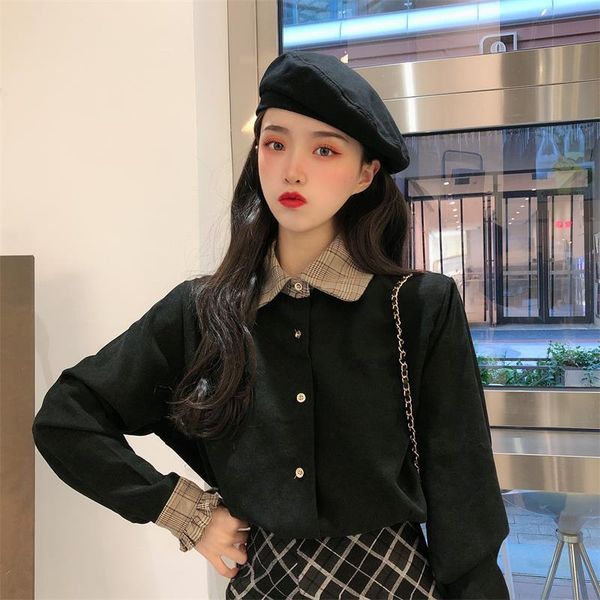 

2021 new long sleeve sweet doll collar women designer button up shirt 2021 spring casual office lady party korean nslz, White