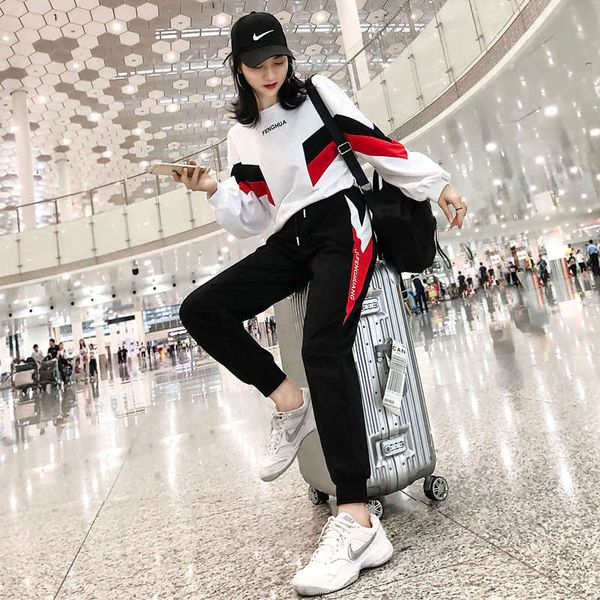 

sportswear women's autumn and winter 2020 new brand loose fashion junior running clothes leisure two piece suit, Gray
