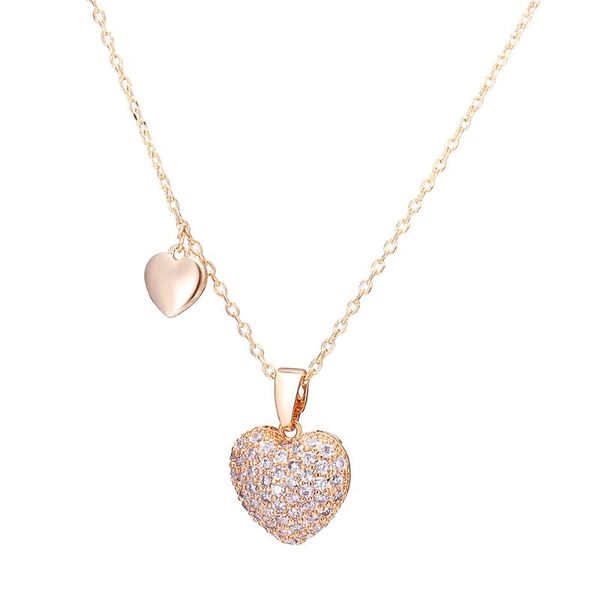 

2020 new female fashion cz heart necklace pendant short gold chain necklace gold silvery choker jewelry charm gifts, Golden;silver