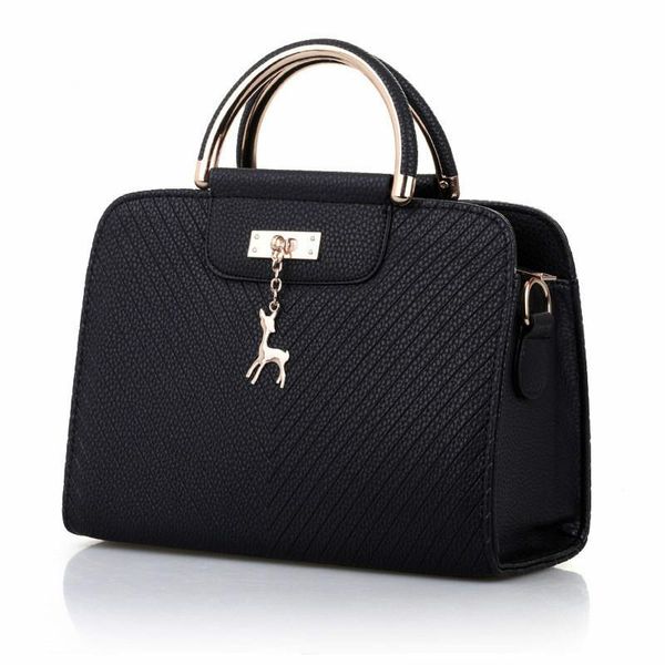 

new fashion deer decor sac leather large capacity shoulder bag casual totes simplehandle handbag tassel messenger bags purse