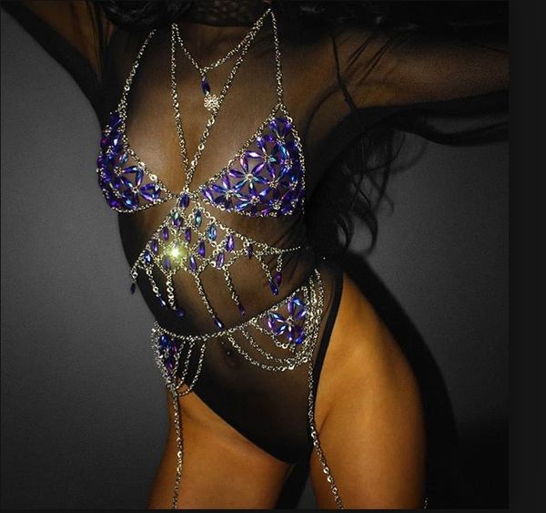 

sufjp new accessories crystal bra chain accessories bikini summer beach resort bikini body chain set 972, Black;white