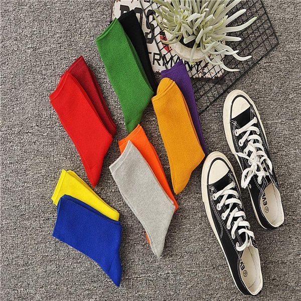 

women socks rushed pug calcetines mujer 2020 autumn and winter new warm color pile socks solid personality ladies tube cotton1, Black;white