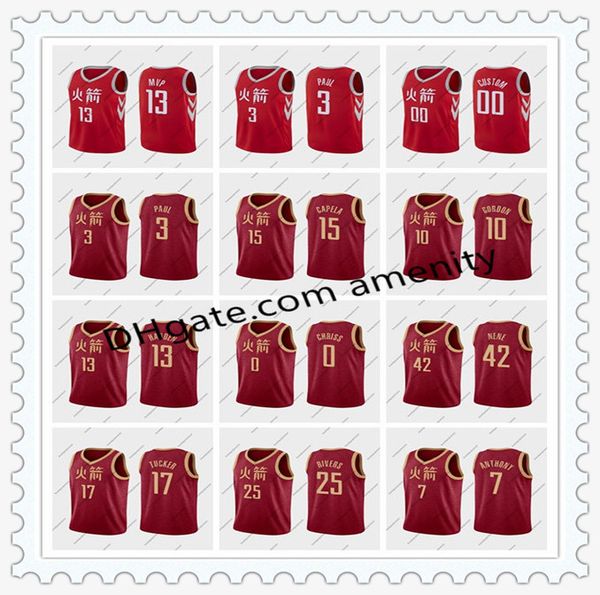 

men houston rockets harden 0 westbrook 3 paul 10 gordon red basketball jerseys james russell chris eric 2018 mvp city, Black