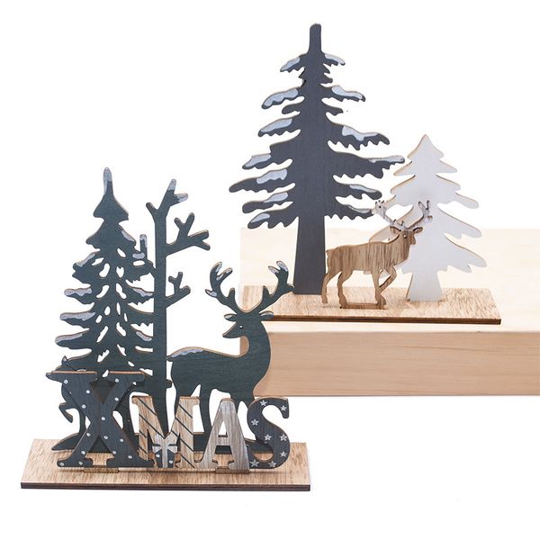 

1pc decoration wooden elk ornaments creative 3d stitching christmas party home decor desk xmas gift kids toy