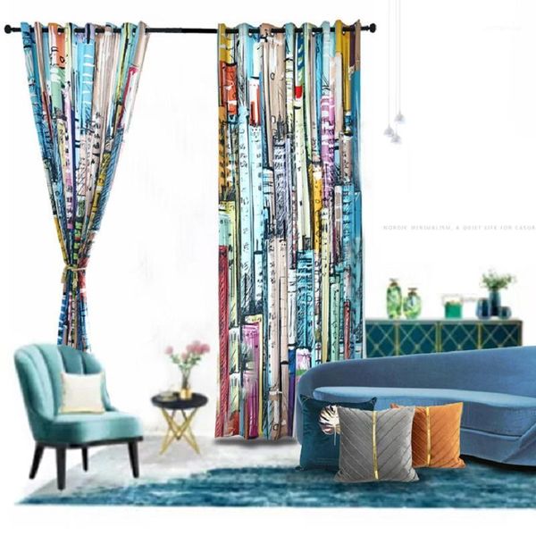 

curtain & drapes city printed cartoon blackout curtains for study room office animal cortina kids bedroom window treatment curtain1